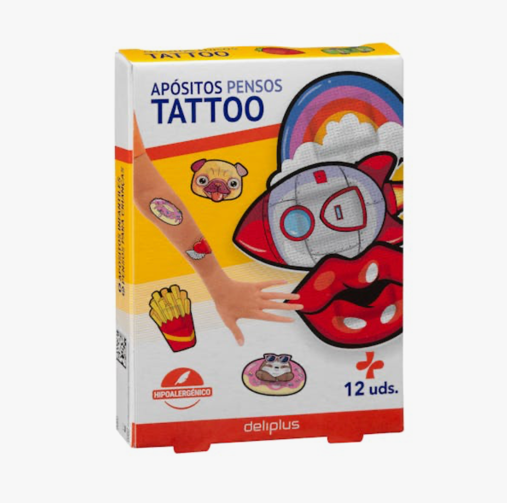 Deliplus bērnu plāksteri ar tetovējuma dizainu (12gab.)