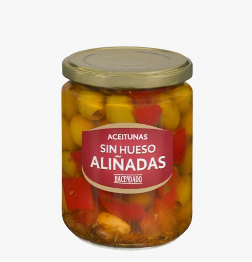 Zaļās olīvas bez kauliņiem, marinētas Hacendado